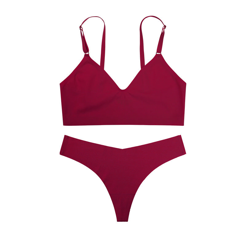Sexy Lingerie Set with V-Neck Thong and Comfort Bra