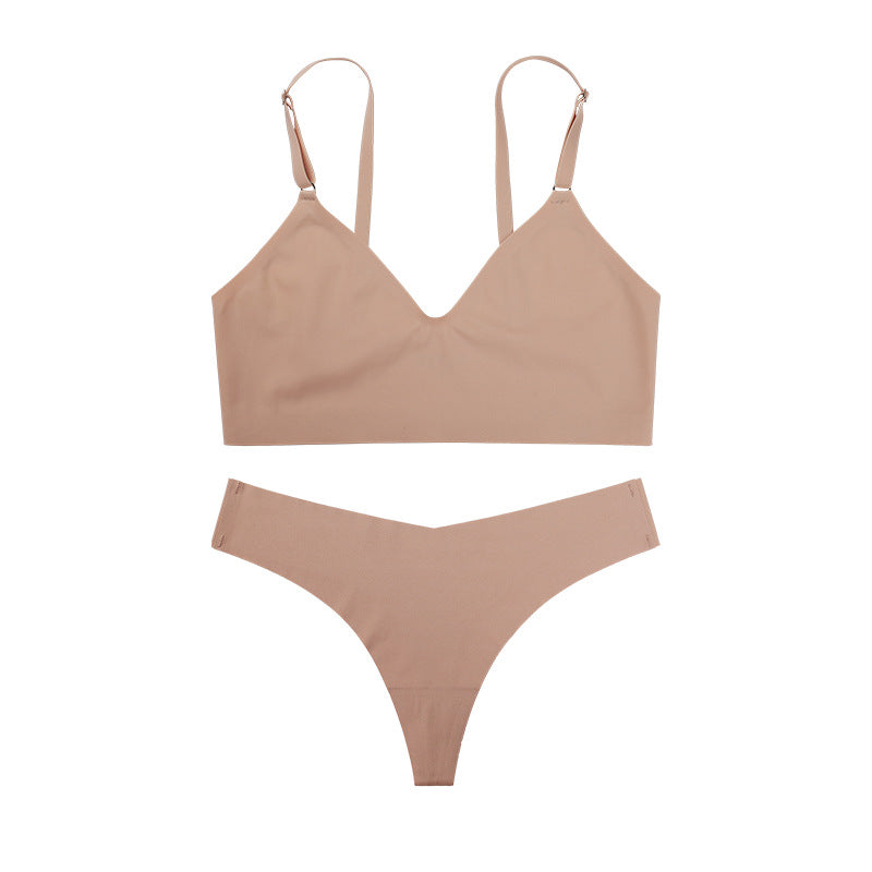 Sexy Lingerie Set with V-Neck Thong and Comfort Bra