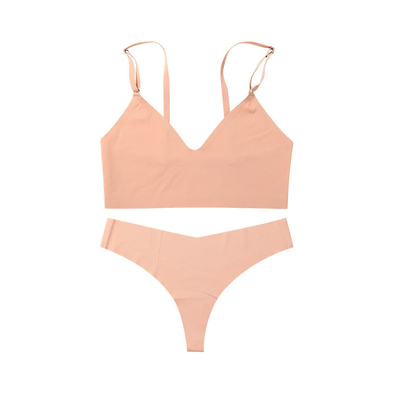 Breathable Women's V-Neck Bra and Panty Set