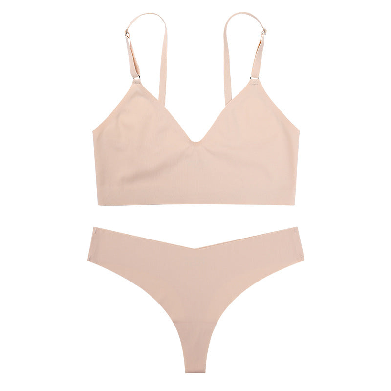 Breathable Women's V-Neck Bra and Panty Set