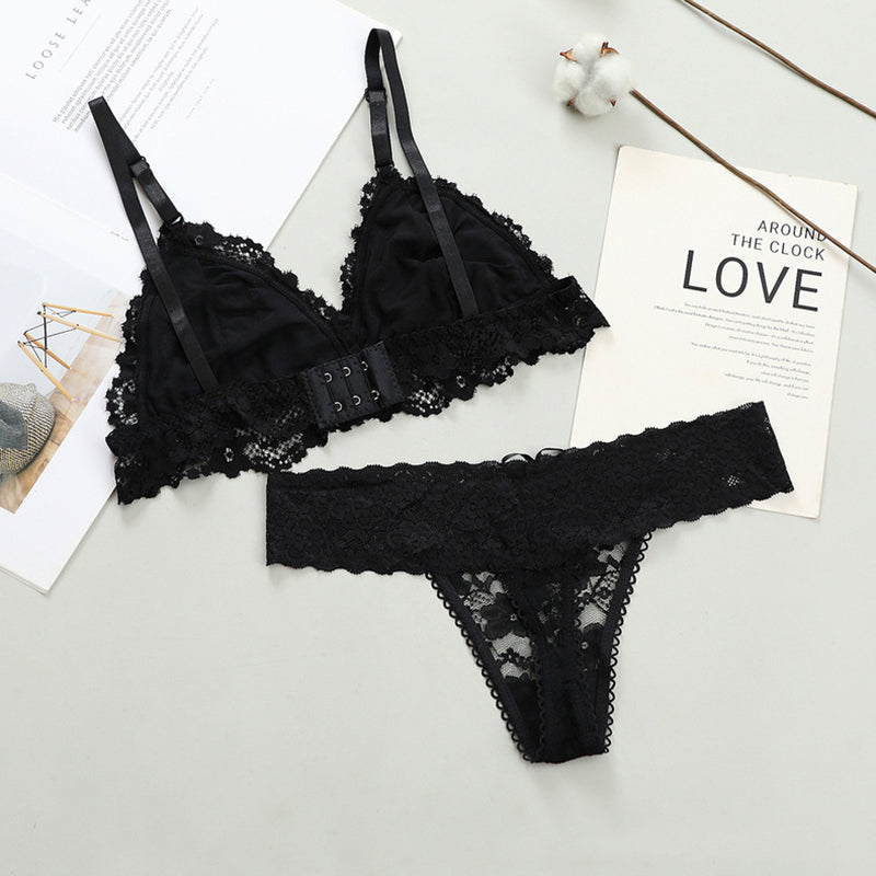 Conjunto de Sujetador y Braguitas de Encaje para Mujer - Lencería Sin Aros