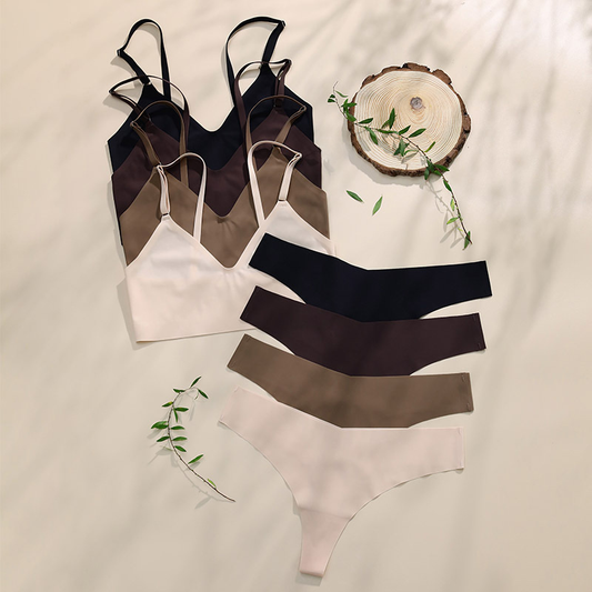 Breathable Women's V-Neck Bra and Panty Set