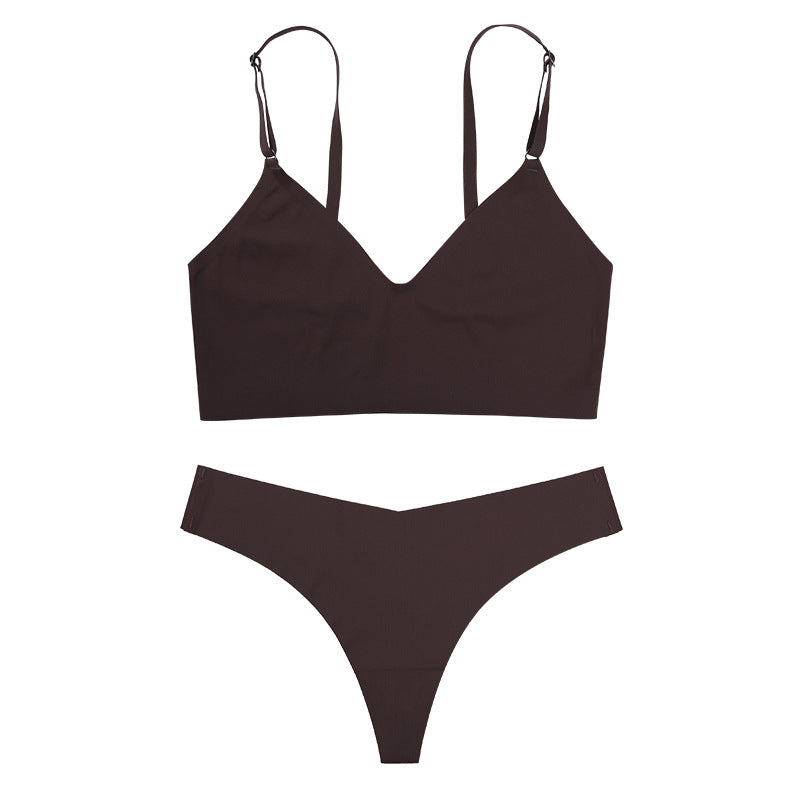 Breathable Women's V-Neck Bra and Panty Set
