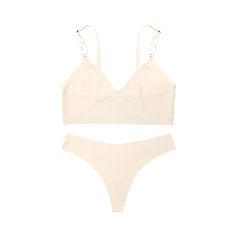 Breathable Women's V-Neck Bra and Panty Set
