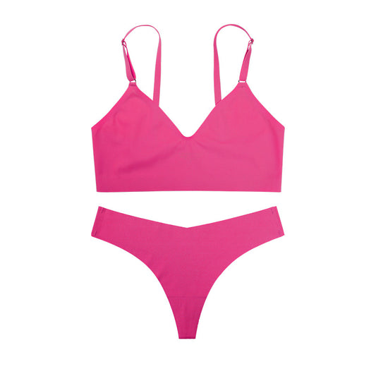 Sexy Lingerie Set with V-Neck Thong and Comfort Bra