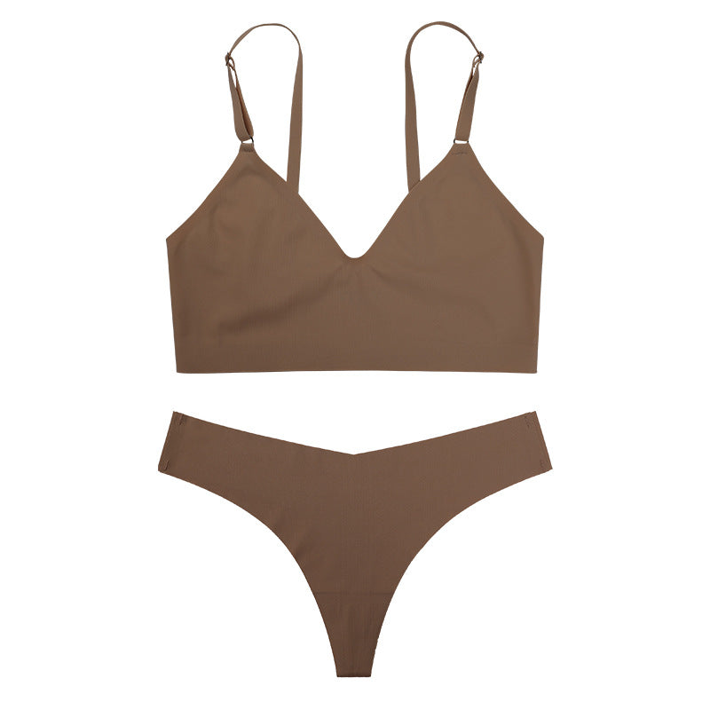 Breathable Women's V-Neck Bra and Panty Set