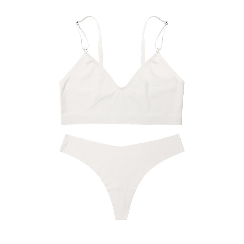 Sexy Lingerie Set with V-Neck Thong and Comfort Bra