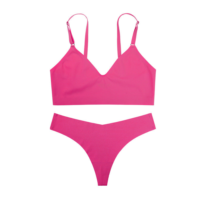 Breathable Women's V-Neck Bra and Panty Set